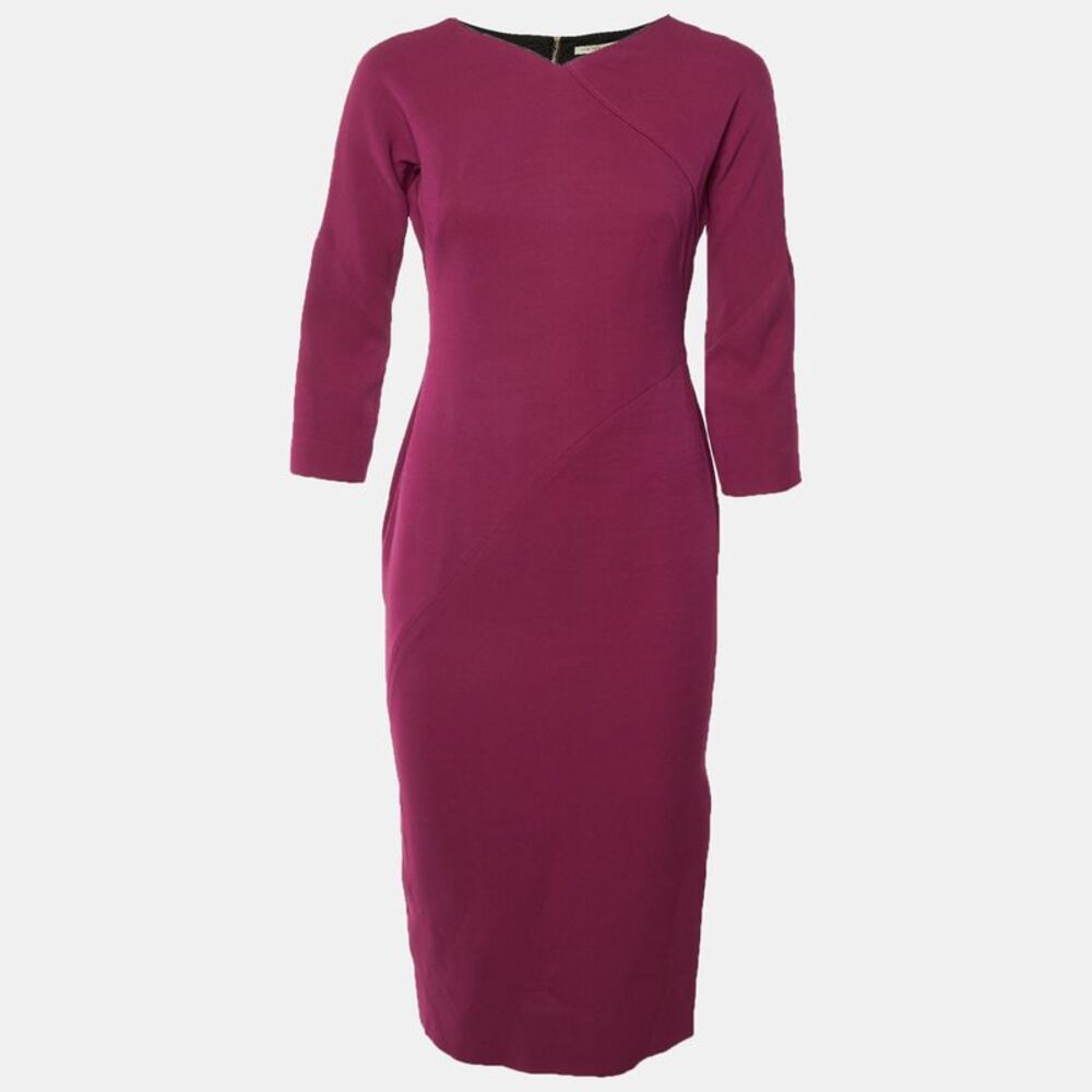 Victoria Beckham Magenta Crepe Sheath Dress M